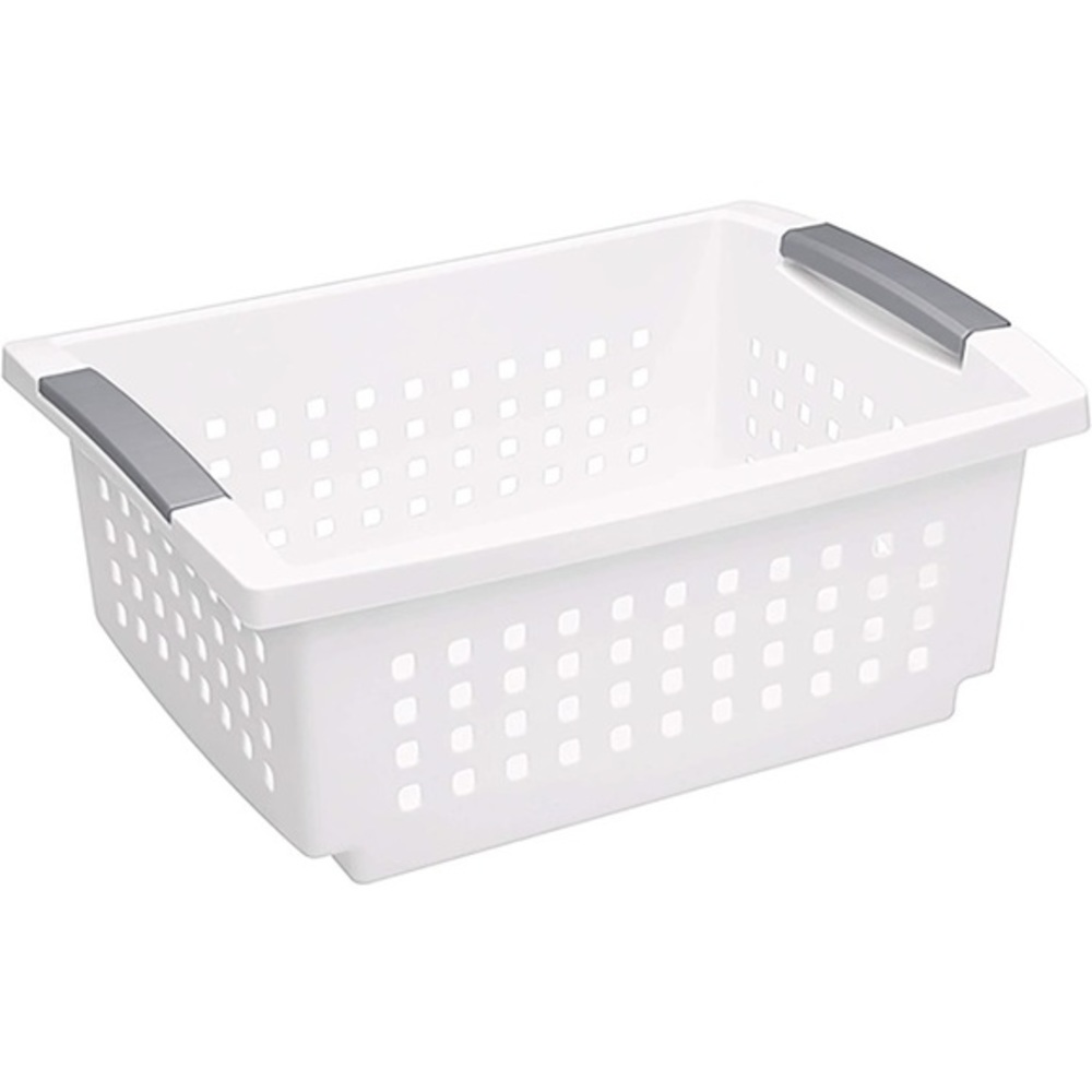 Sterilite Medium Stacking Storage Basket White